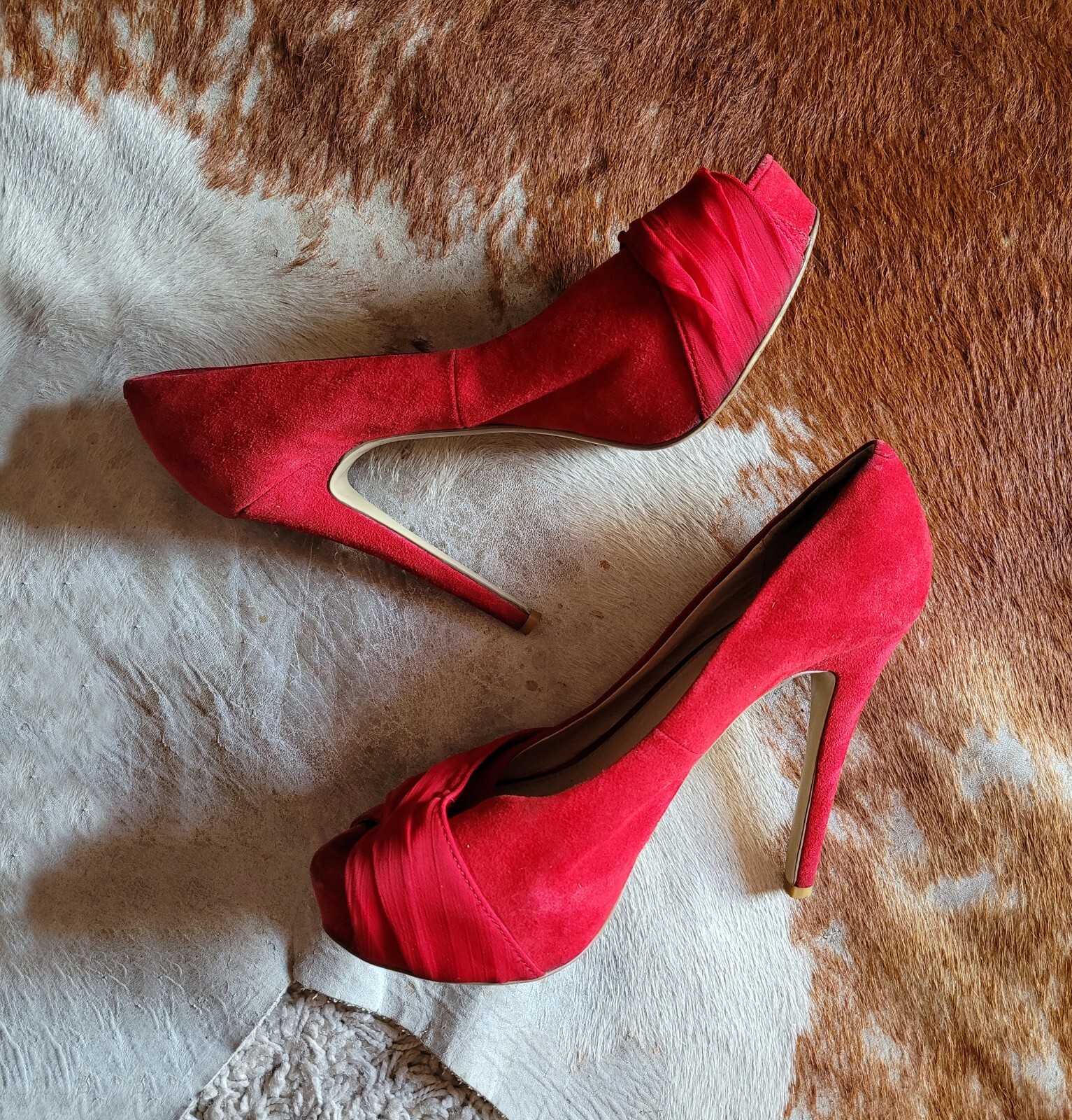 Zu Red Suede Olivia Platform Heels Size 39.5 AUS 8.5
