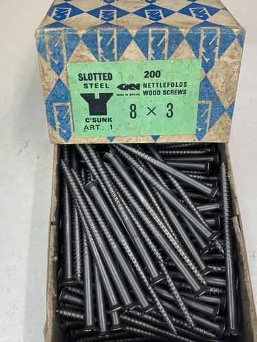 Box Steel Countersunk Screws 3" x 8 NETTLEFOLDS GKN SLOTTED Full Box of 200 - Picture 21 of 24