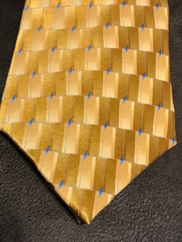 Covington Tie Silk Yellow Gold Blue Necktie 58x3.75” NWT - Picture 3 of 5