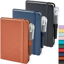 3 Pack Pocket Notebook Journals, Small Notepad Notebooks for Blue_Brown_Black