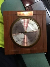 vintage changeable thin line barometer solid Walnut wood 