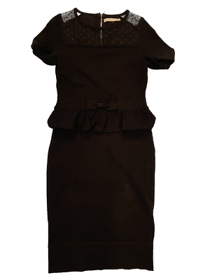 karen millen black bodycon dress Karen Millen Black V-Neck Short Sleeve Wool Dress main image 0