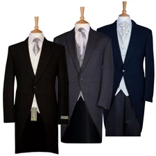 Mens Morning Suit Tailcoat Wool Wedding Jacket Herringbone Coat Royal Ascot Men