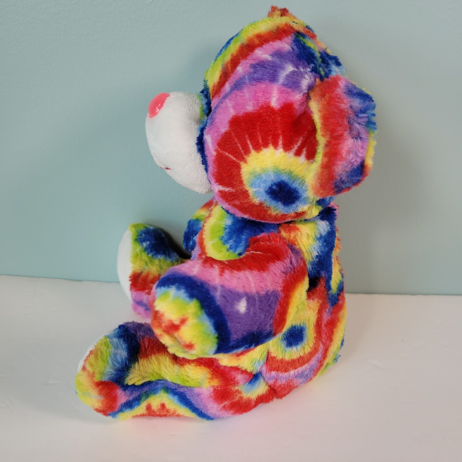 PEACE PALS Rainbow Pride Tie Dye Bear Stuffed Animal Plush Plastic