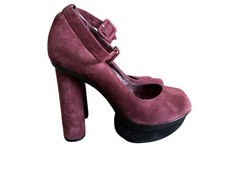 SONIA RYKIEL Pumps Size 37 Burgundy Suede Stacked Heel Platform Shoes
