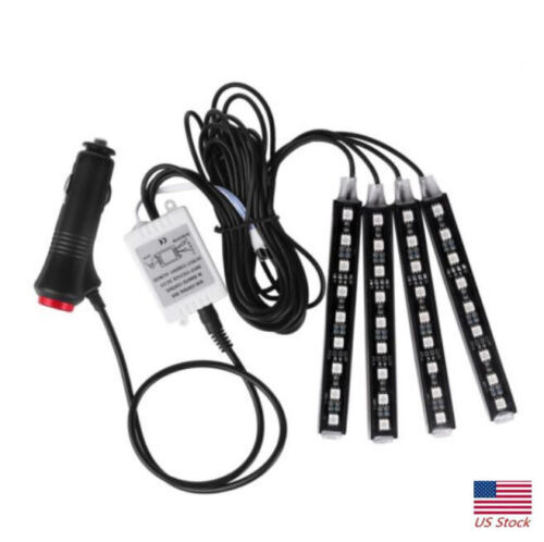 Car LED Strip Lights 4pcs LED DC 12V Multi-color Car Interior Light Kit - Picture 12 of 12