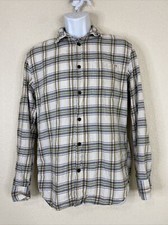 Jacks Jones Men Size M Wht/Grn Check Striped Button Up Shirt Long Sleeve