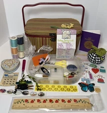 Prym Brown Stripe Sewing Basket Notions Pincushion tray