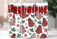 LITTLE DEBBIE SNACK CAKES CHRISTMAS TREE 20 OZ STAINLESS STEEL TUMBLER CUP & LID