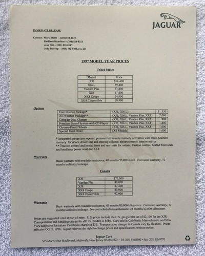 Jaguar 1997 Auto Show Press Kit - Picture 7 of 10