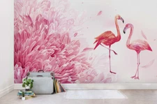 3D Floral Flamingo Wallpaper Wall Mural Removable Self-adhesive Sticker 826