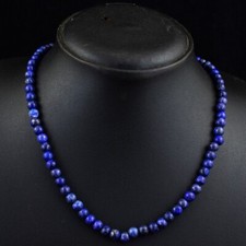 Royal Round Shape 128 Cts Single Strand Lapis Lazuli Beaded Necklace AK 48E454