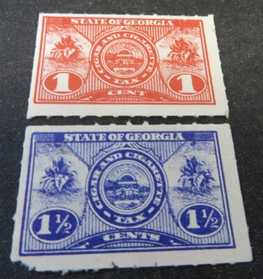 State Of Georgia Cigar Cigarette Tax Stamps 1¢ & 1 1/2¢ Lot Of 2