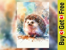 Watercolor Hedgehog Art Print 5" x 7" - Whimsical Animal Matte Paper