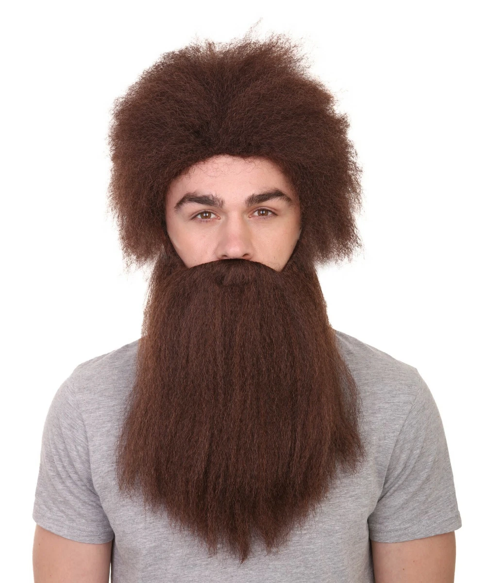 Brown wig outlet and beard set