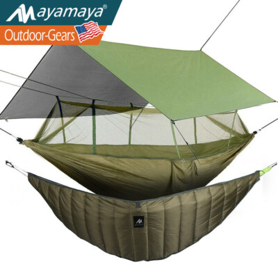 Portable Camping Hammock Tent w/Mosquito Net  Under Quilt Blanket Rain Fly Tarp