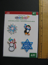 Creatology CHRISTMAS Snowflake Snowman Penguin Embroidery Stickers 4 Pcs NIP