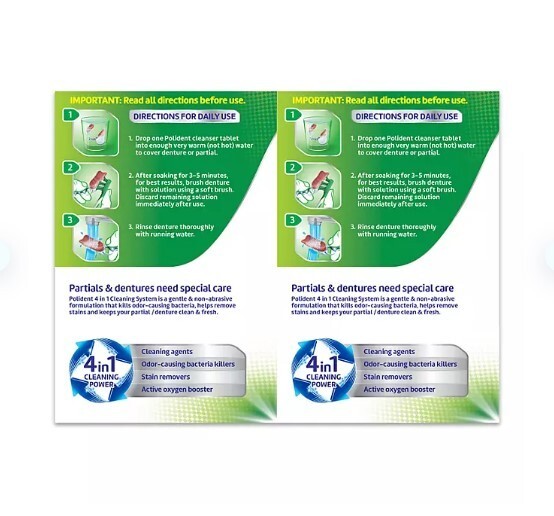 Polident 3-Minute Triple-Mint Antibacterial Denture Cleanser, Effervescent Table