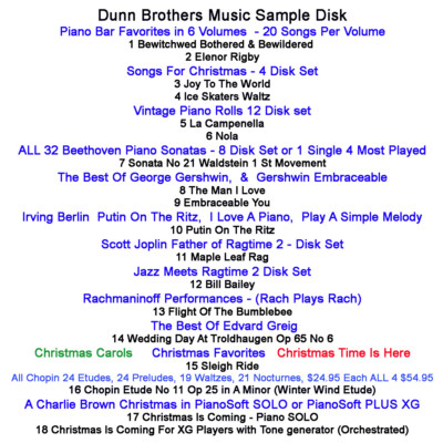 Sample disk 18 Piano SOLOS  Yamaha Disklavier Clavinova PianoSoft  Player Pianos