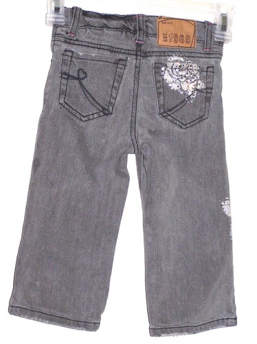 The Childrens Place Baby Girl Jeans Capri Size 4 Toddler Gray adjustable waist - Picture 2 of 3