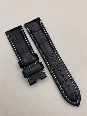 for Panerai black leather watch strap saw a PAM 24mm Without clasp