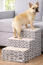 Pet Gear Pet Step III Pet Stairs, Light Gray Line Trellis Soft Step 3 Step,...