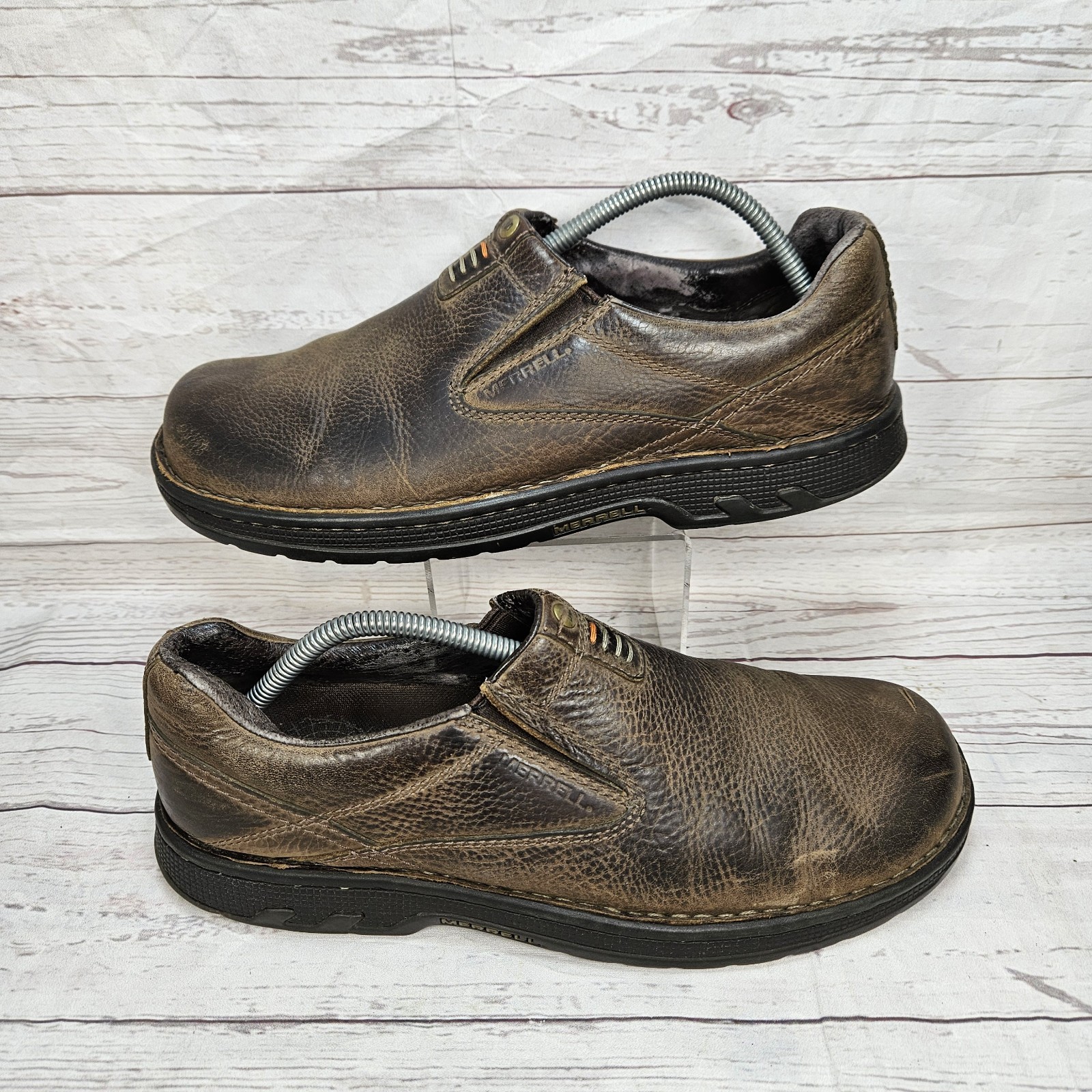 Scarpa uomo B36 Merrell World Legend Dark Earth taglia 11 pelle marrone slip on J45197