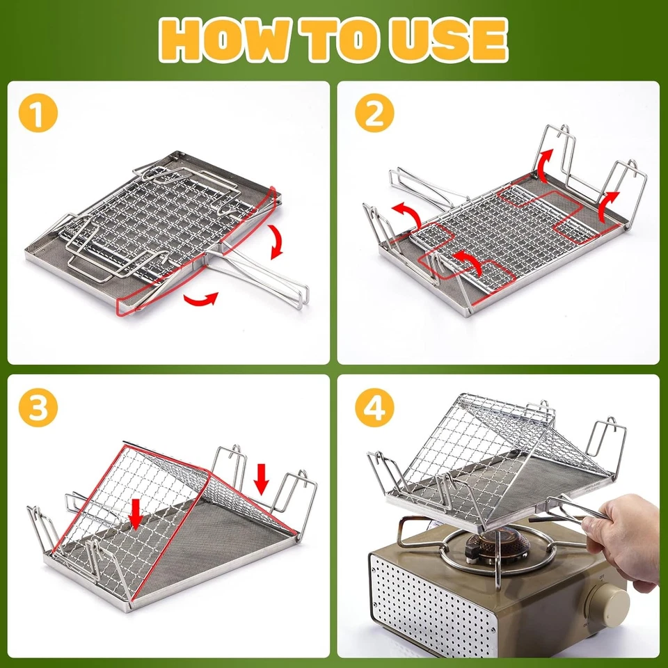 Stainless Steel Foldable Portable Camping Stovetop Toaster - Perfect for Hiking - Image 3 of 4