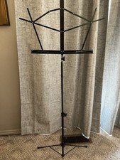 Black Compact Music Stand with Tri-pod Base Adjustable Height