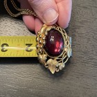 Beautiful Trifari Goldtone Metal & Purple Stone Marked Pendant Styled Necklace — photo 9