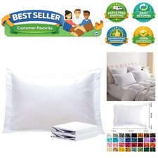 Standard Pillow Shams - 2 Pack Brushed Microfiber 20x26 Sham Covers - Super S...