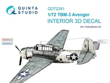 1/72 Quinta 3D Interior Decal #72241 TBM-3 Avenger For HobbyBoss