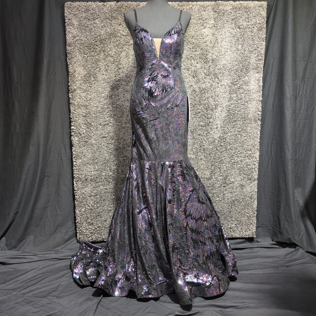 open lace back dress Studio 17 12841 - Long Ombre Shimmer Taffeta A-line Dress