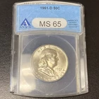 1961-D Franklin Silver Half Dollar ANACS MS 65 50c Denver