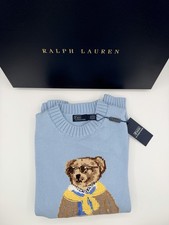 Polo Ralph Lauren Bear Scarf Blue Sweater Women’s Size Small