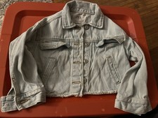 Zara Kids Girls Blue Light Wash Cropped Denim Jacket Button Pockets Size 6