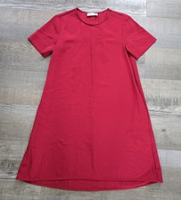 Everlane Women's Red Short Sleeve Shift Dress Pockets Size 4 Knee Length EUC