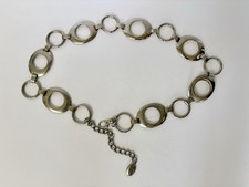 Vtg 90s Y2K Nine West Chain Link Belt Silver Metal Bold Retro Waist/Hip to 39  