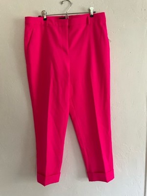 Vince Camuto Hot Pink Slim Leg Cuffed Ankle Trousers 14