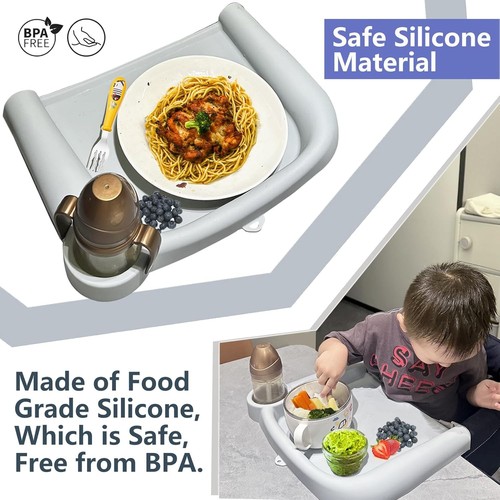 Silikon Baby Tablett kompatibel mit Inglesina Fast Tisch - Spülmaschinenfest - Grau - Bild 10 von 13