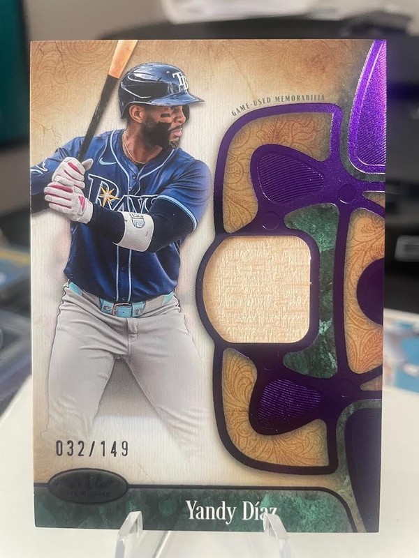 2026 Topps Tier One Yandy Diaz Tier One Relic Card Purple (32/149) Rays