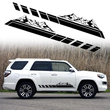 2pcs Mountains Forest Graphic Stickers Car Body Door Side Decals Auto Long St...