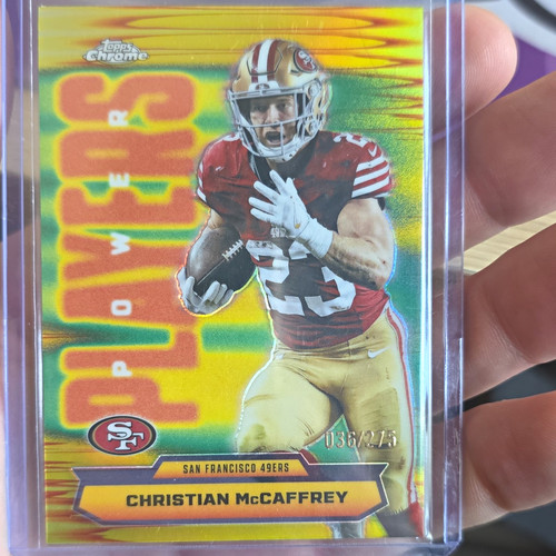 Topps 2025 Topps Chrome Power Players Christian McCaffrey PP-15 Yellow /275