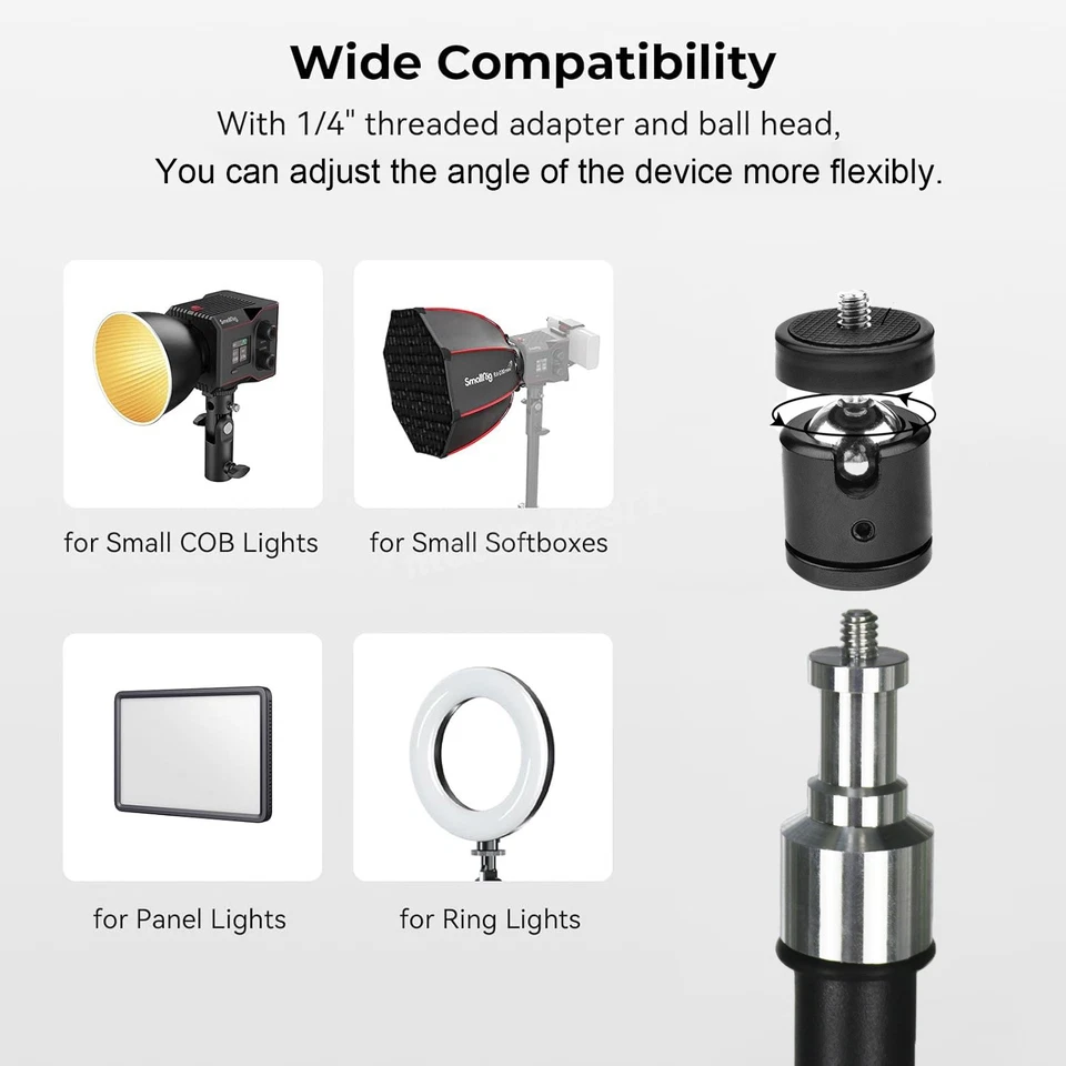 6.9Ft Fotografie Lichtstativ Studio Lampenstativ Stativständer mit Telefonclip - Bild 3 von 4