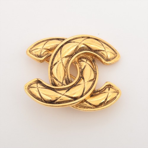 Chanel Coco Mark Matelasse 1153 Brooch GP Gold