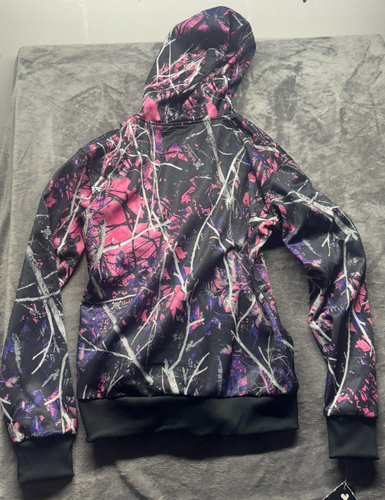 Moonshine Pink Camo Hooded Jacket Women's Muddy Girl Black S Lightweight Hunt - Picture 4 of 4