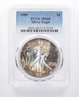 1989 American Silver Eagle MS68 PCGS Pink/Yellow Tone a8167 — photo 1