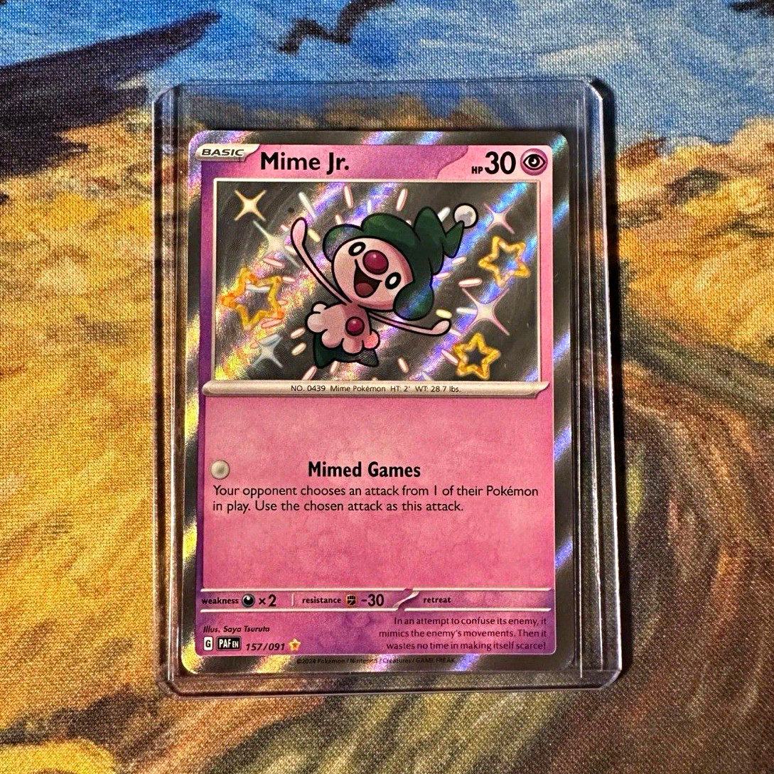 Pokemon TCG Mime Jr. 157/091 SV Paldean Fates Shiny Rare Holo EN