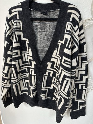Truth Republic Maze Geometric Retro Wool Blend Cardigan 