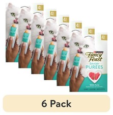 (6 Pack) Savory Puree, Squeezable Cat Treats, Tuna, (4) .35 Oz Pouches 1.77 per gallon